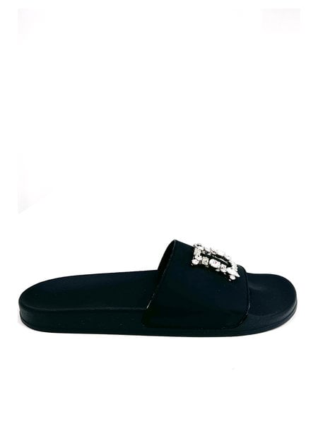 DSQUARED2 Dsquared2 statement bathing slipper / slipper with diamonds D Black