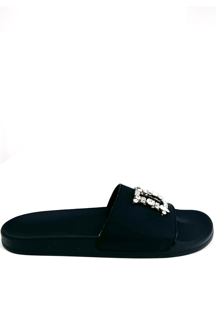 DSQUARED2 Dsquared2 statement bathing slipper / slipper with diamonds D Black