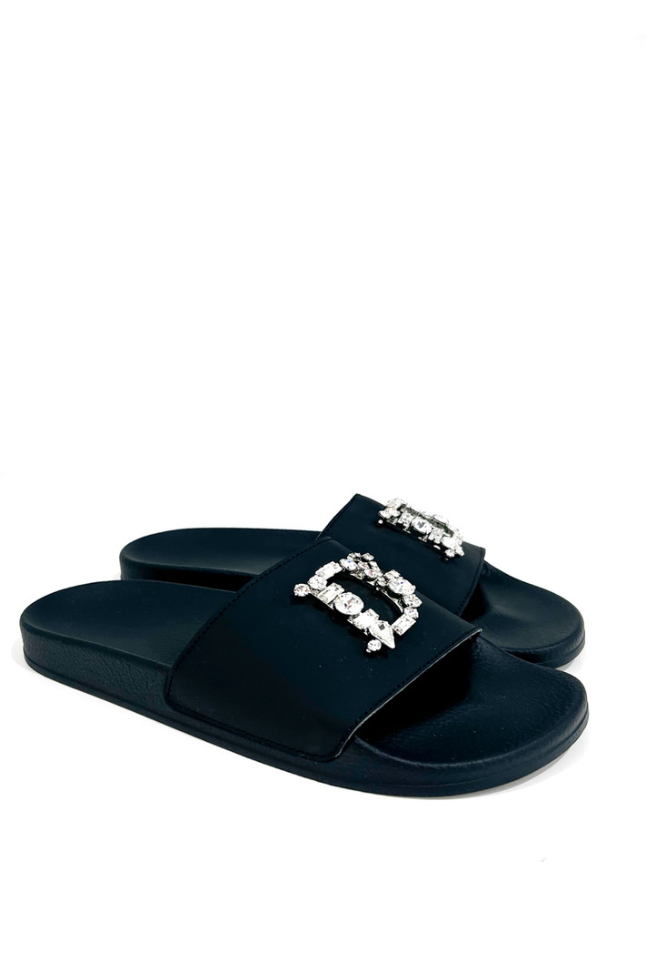 DSQUARED2 Dsquared2 statement bathing slipper / slipper with diamonds D Black