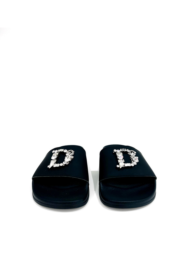 DSQUARED2 Dsquared2 statement bathing slipper / slipper with diamonds D Black