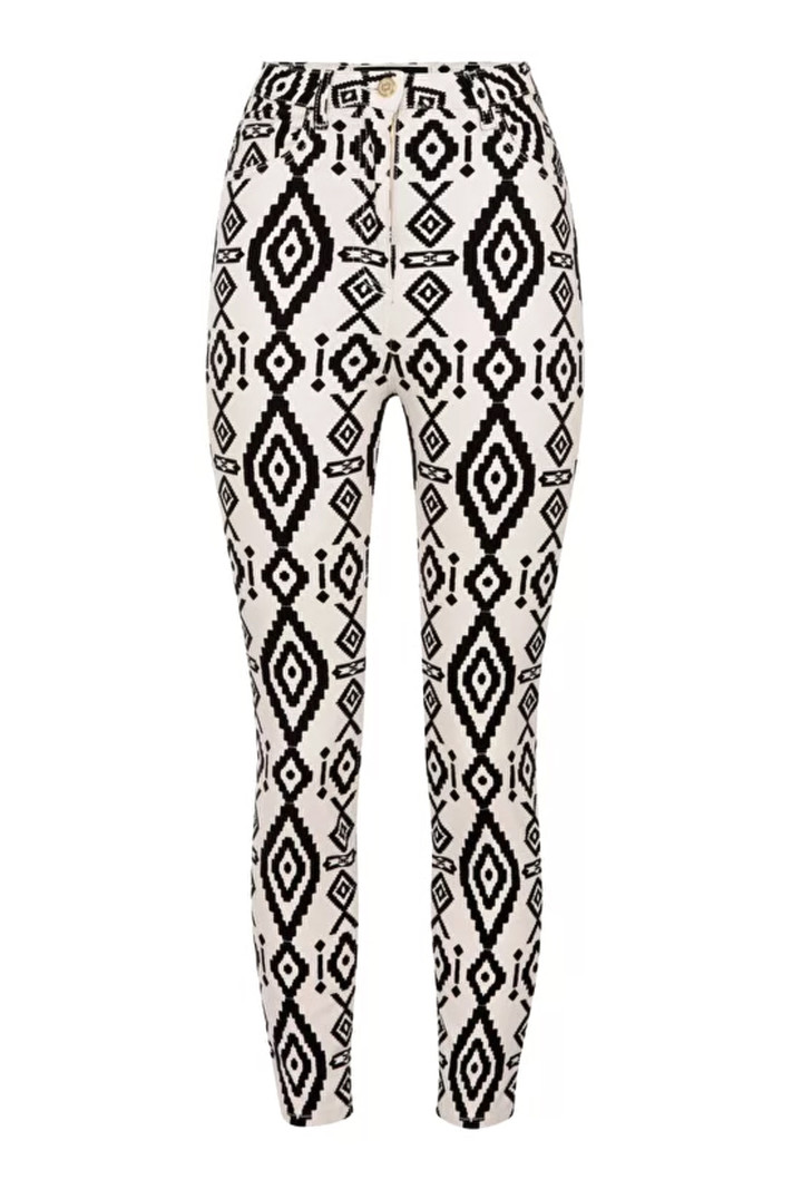 ELISABETTA FRANCHI Elisabetta Franchi 5 pocket broek in print zwart Wit