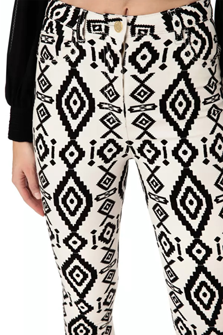 ELISABETTA FRANCHI Elisabetta Franchi 5 pocket trousers in print black White