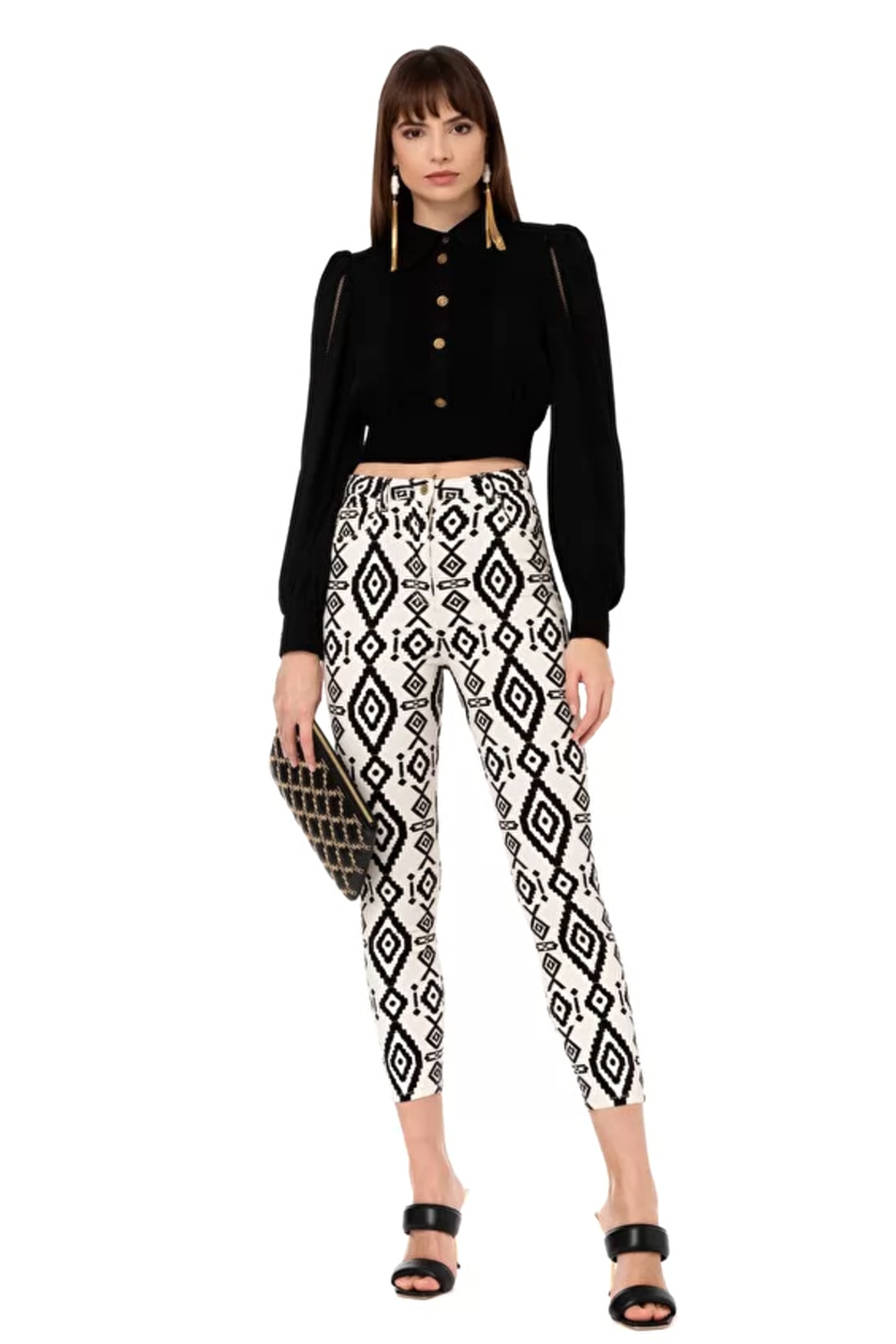 ELISABETTA FRANCHI Elisabetta Franchi 5 pocket trousers in print black White