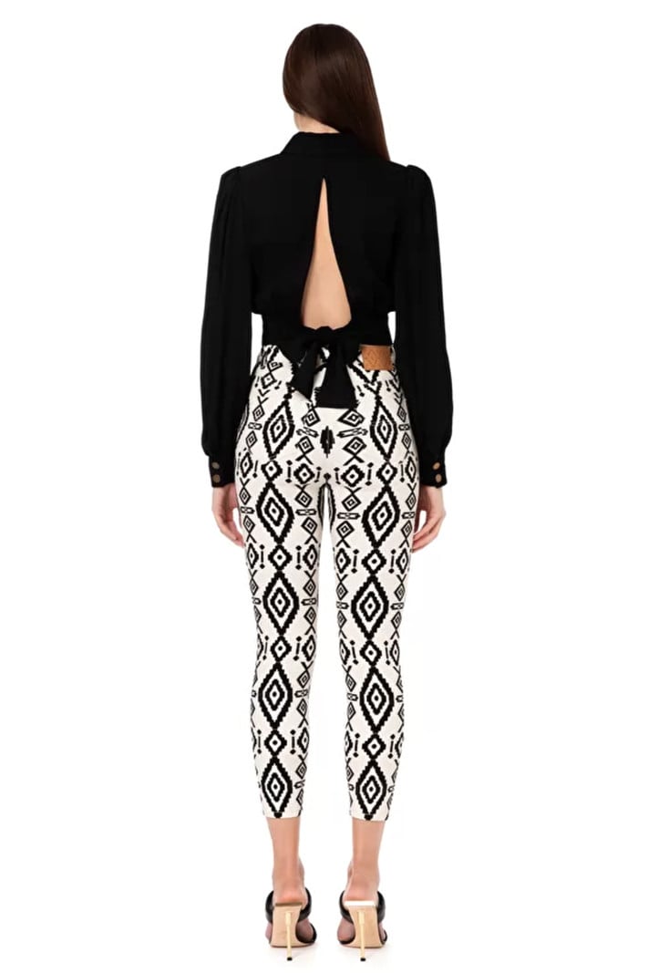 ELISABETTA FRANCHI Elisabetta Franchi 5 pocket trousers in print black White