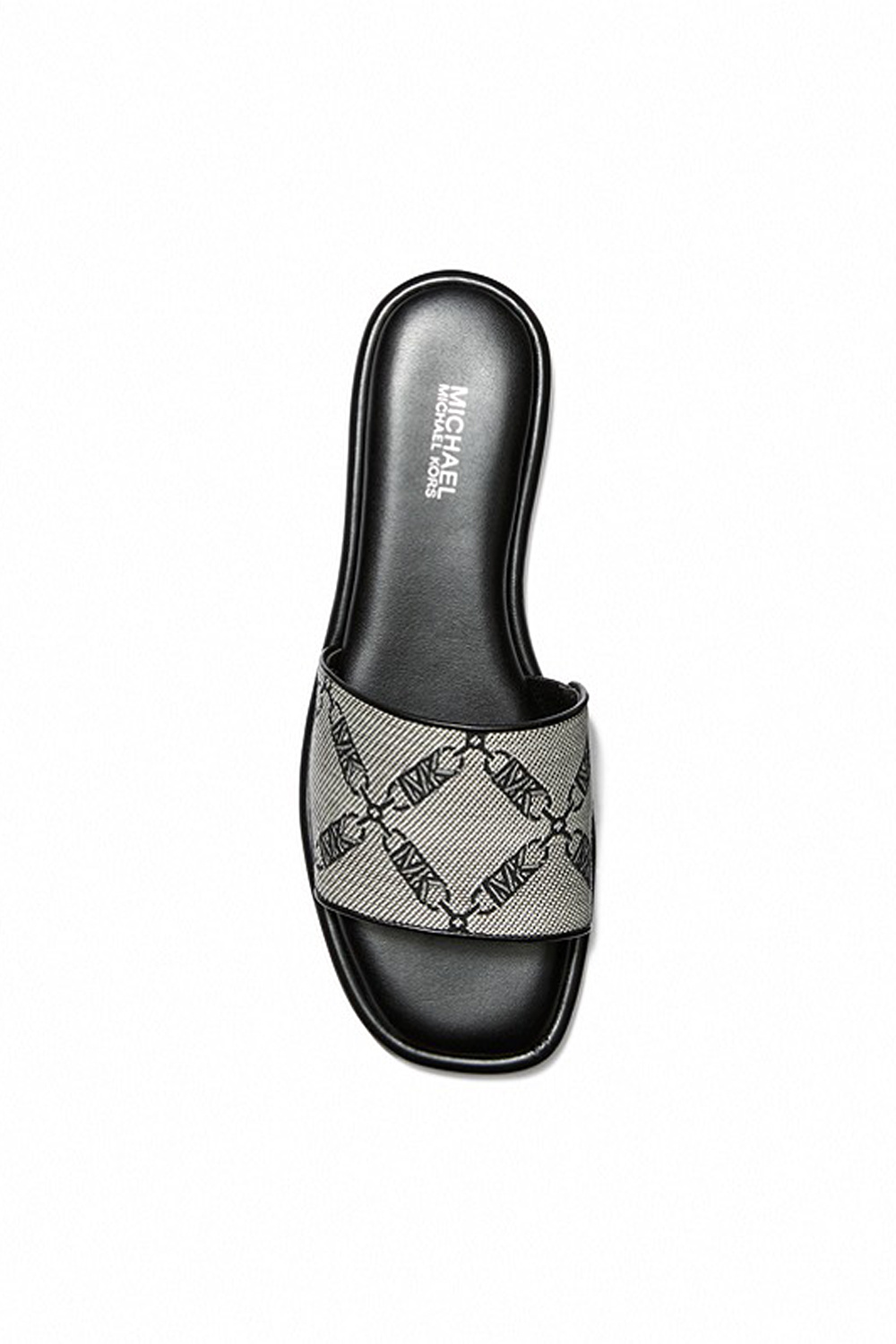 Z (S(UPER SALE Michael Kors Hayworth Slide sandal with logo all over beige with Black