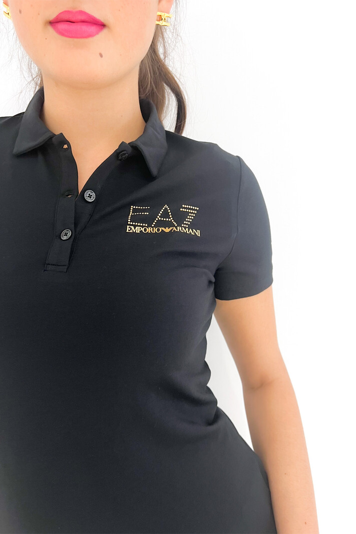 EA7 Emporio Armani EA7 Emporio Armani polo met gouden studs Zwart