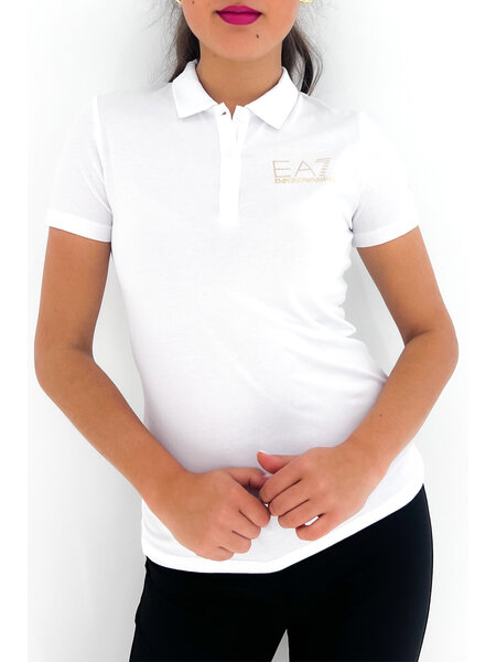 EA7 Emporio Armani EA7 Emporio Armani polo with gold studs White