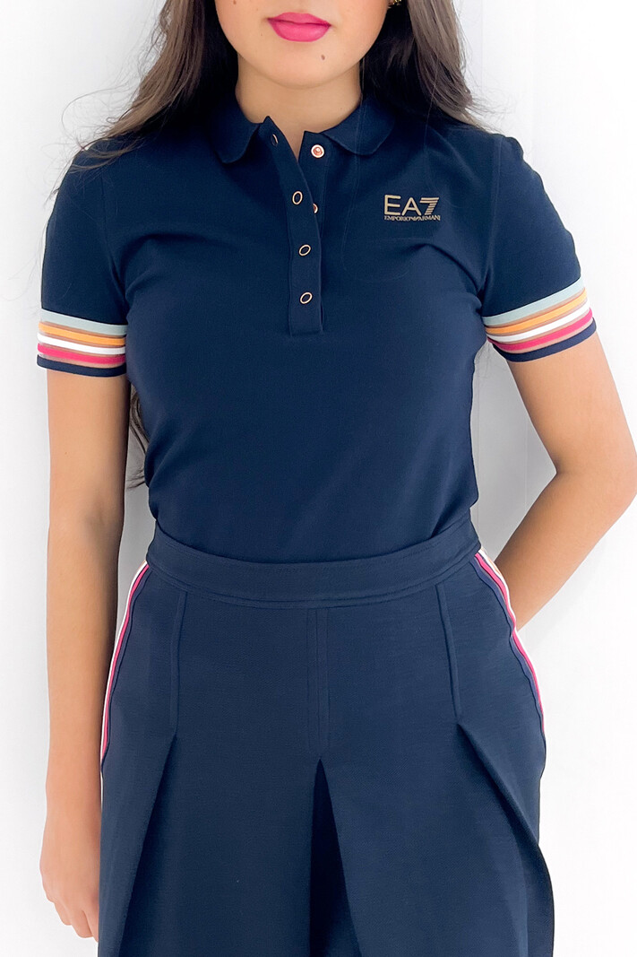 EA7 Emporio Armani EA7 Emporio polo Armani with coloured stripes sleeve Blue