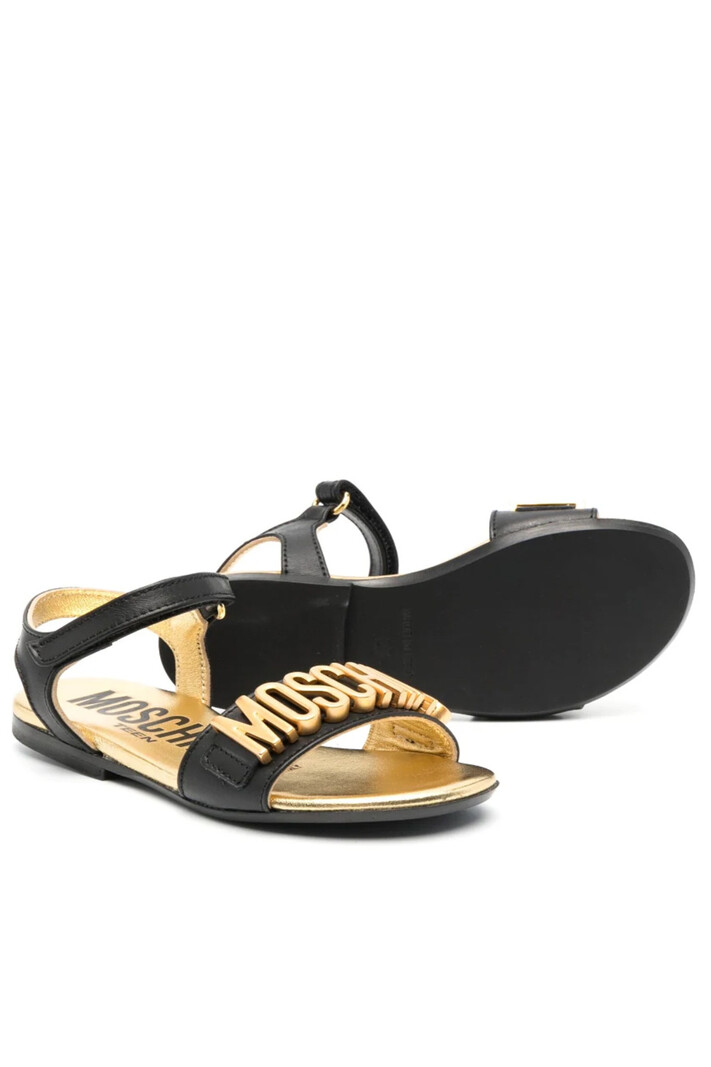 MOSCHINO + Kids Moschino sandal with gold logo Black