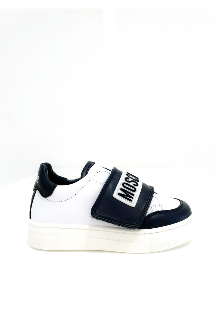 MOSCHINO + Kids Moschino sneakers kids met klittenband zwart & WIT