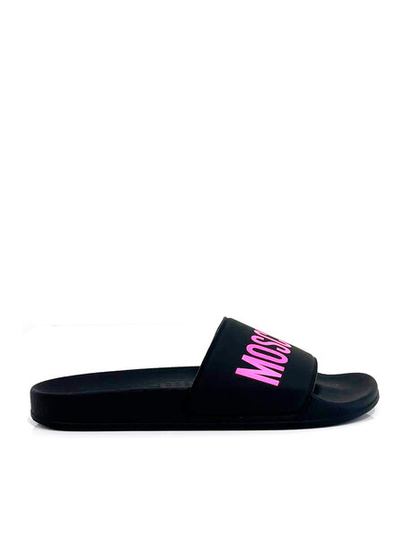 MOSCHINO + Kids Moschino slipper pink logo Black