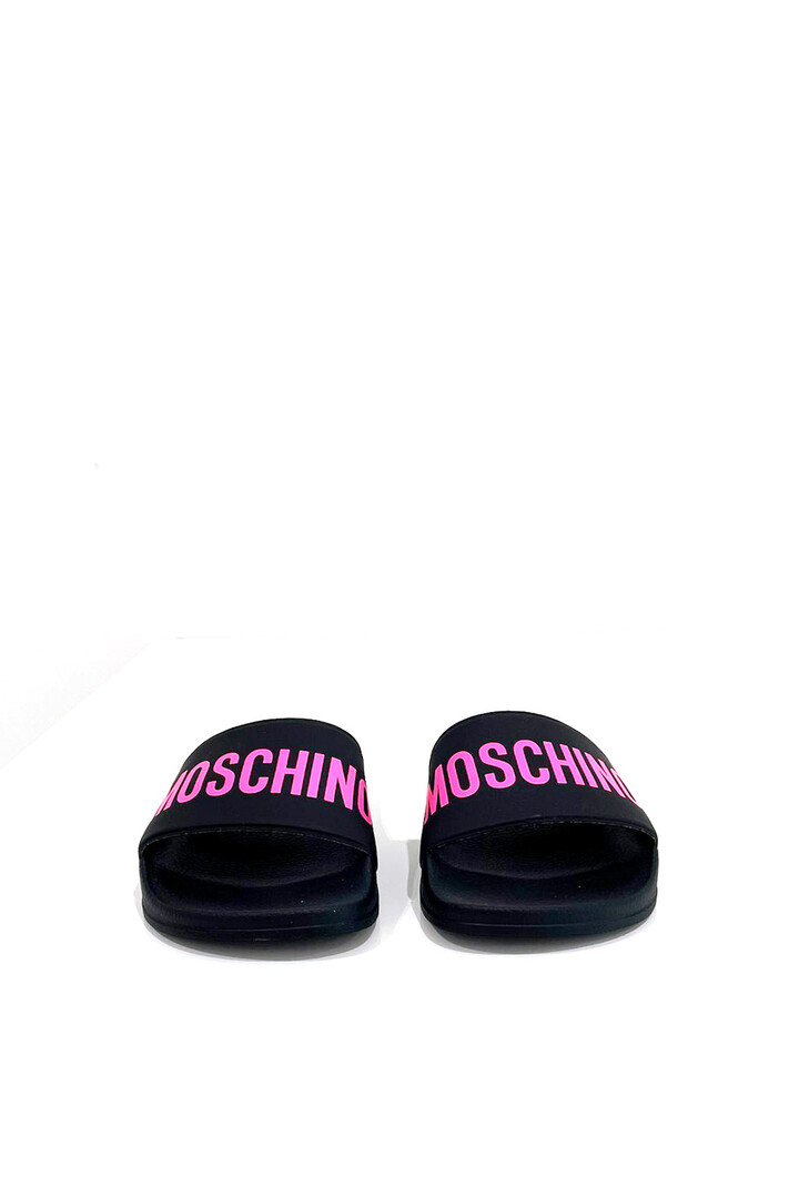 MOSCHINO + Kids Moschino slipper  neon roze logo Zwart (valt klein uit)