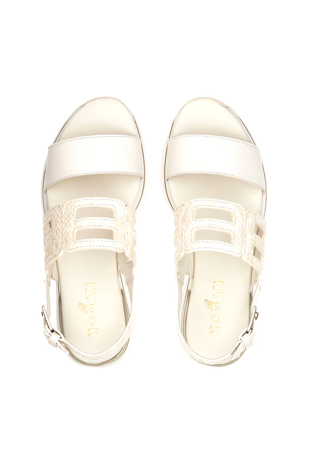 HOGAN Hogan sandaal H257 H222 sandalo fascia croco Ivory Wit ( vallen een halve maat tot 1 maat groter uit )