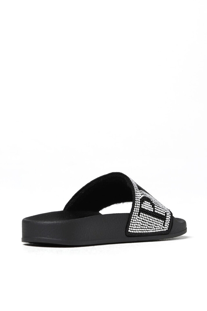 PHILIPP PLEIN Philipp Plein badslipper met strass stenen Zwart