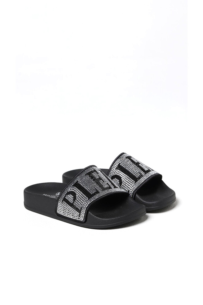 PHILIPP PLEIN Philipp Plein KIDS badslipper met strass stenen Zwart