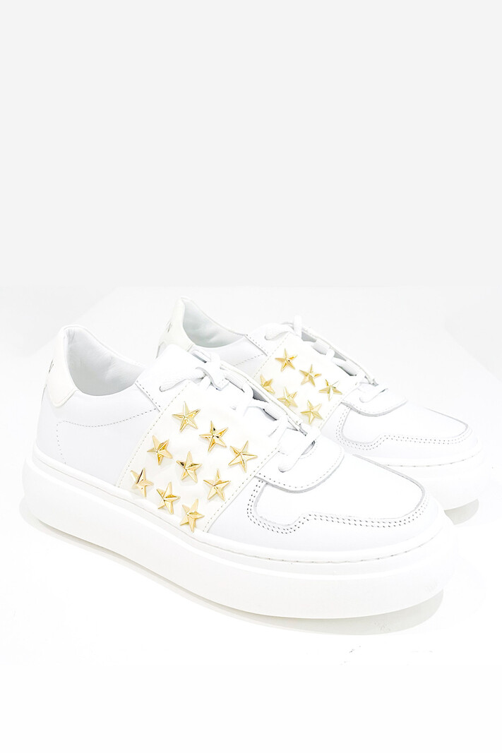 PHILIPP PLEIN PHILIPP PLEIN sneakers met gouden sterren WIT