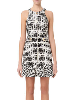 ELISABETTA FRANCHI Elisabetta Franchi jurk in print creme wit met Zwart