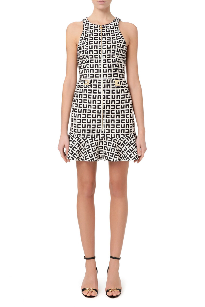 ELISABETTA FRANCHI Elisabetta Franchi dress in print cream white with Black