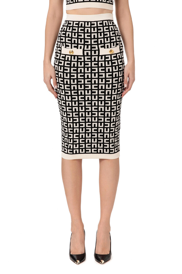 ELISABETTA FRANCHI Elisabetta Franchi strech pencil skirt White/Black