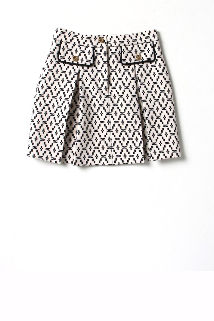 ELISABETTA FRANCHI Junior la Mia Bambina Elisabetta Franchi La Mia Bambina skirt with diamond print Creme White