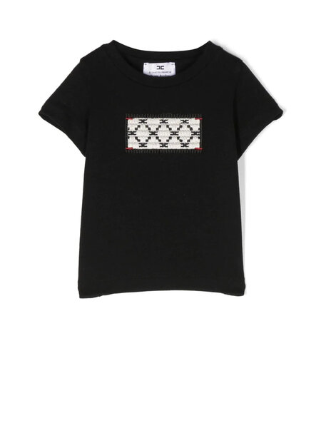 ELISABETTA FRANCHI Junior la Mia Bambina Elisabetta Franchi La Mia Bambina tshirt met pint in vierkant Zwart