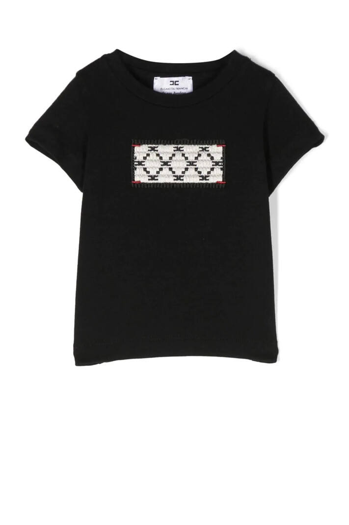 ELISABETTA FRANCHI Junior la Mia Bambina Elisabetta Franchi La Mia Bambina tshirt with pint in square Black