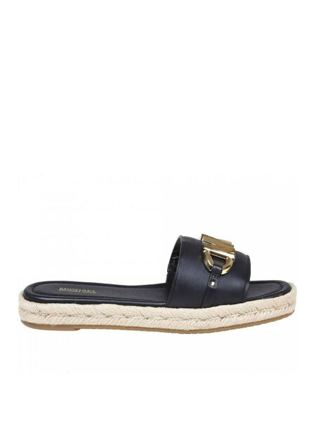 Michael Kors izzy sandal with gold logo Black