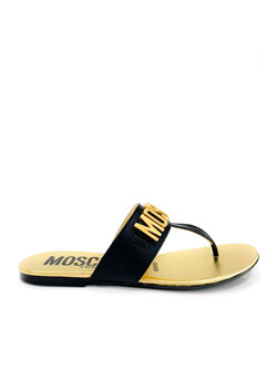 Z (S(UPER SALE Moschino slipper with gold logo Black