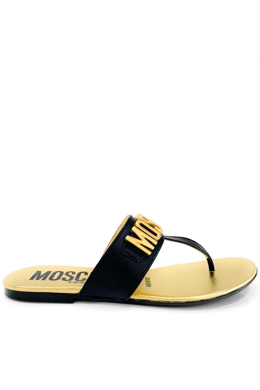 Z (S(UPER SALE Moschino slipper met gouden logo Zwart (vallen een maat kleiner uit)