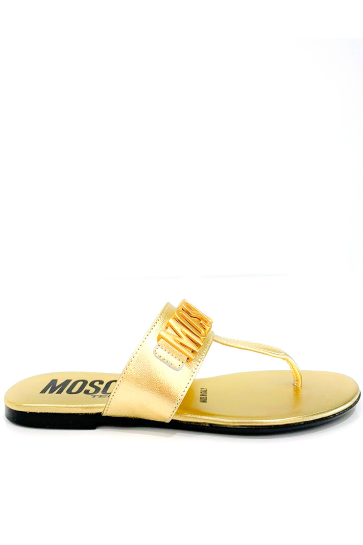 MOSCHINO + Kids Moschino slipper met gouden logo Goud (vallen een maat kleiner uit)