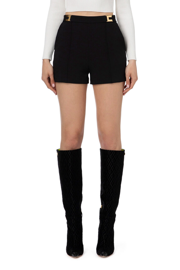 ELISABETTA FRANCHI Elisabetta Franchi shorts van crêpe met details met logo Zwart