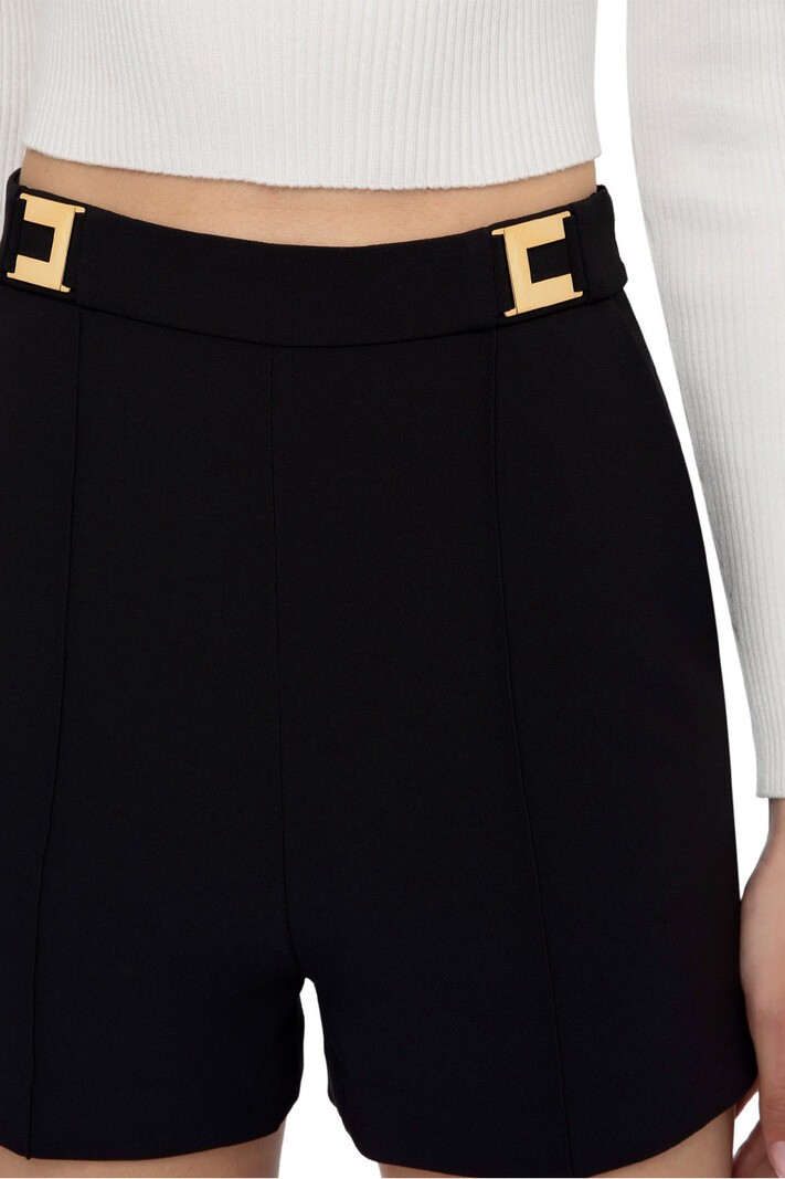 ELISABETTA FRANCHI Elisabetta Franchi shorts in crepe with logo detailing Black