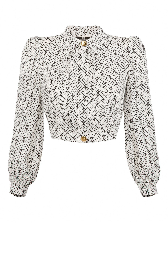 ELISABETTA FRANCHI Elisabetta Franchi cropped shirt in viscose with logo print White