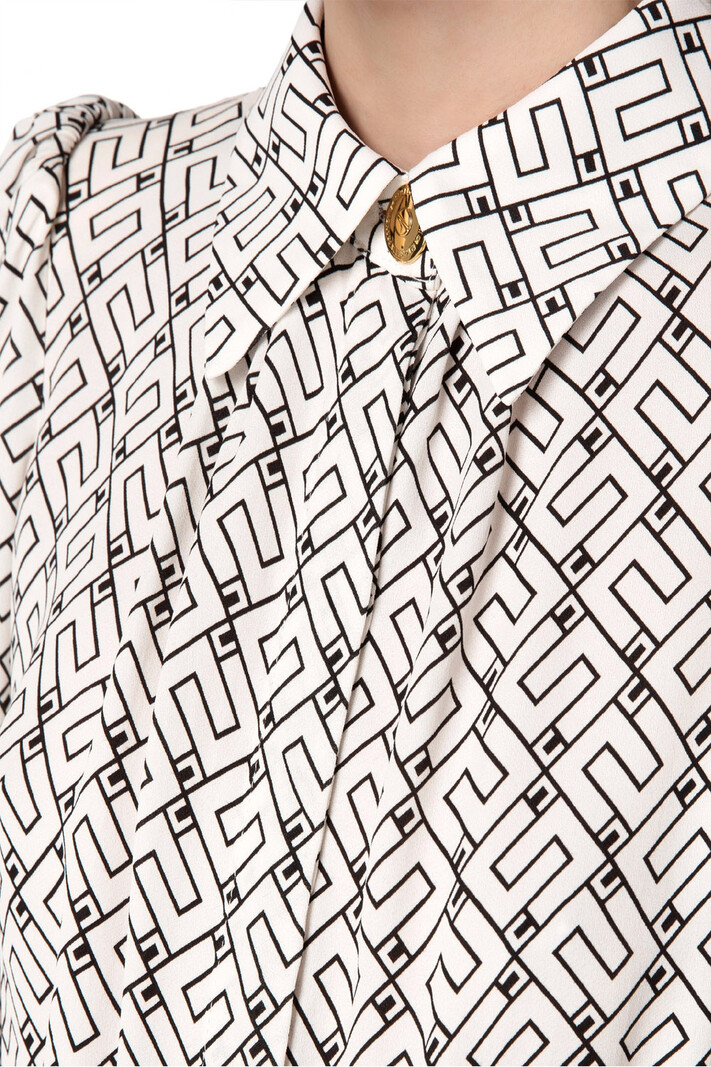 ELISABETTA FRANCHI Elisabetta Franchi cropped overhemd van viscose met print met logo Wit