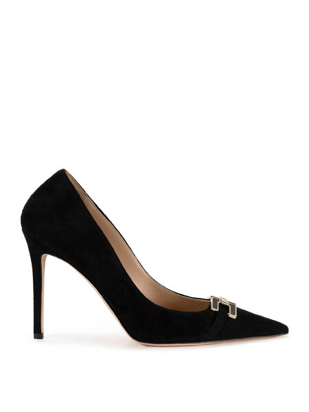 ELISABETTA FRANCHI Elisabetta Franchi suede pump with logo clasp Black