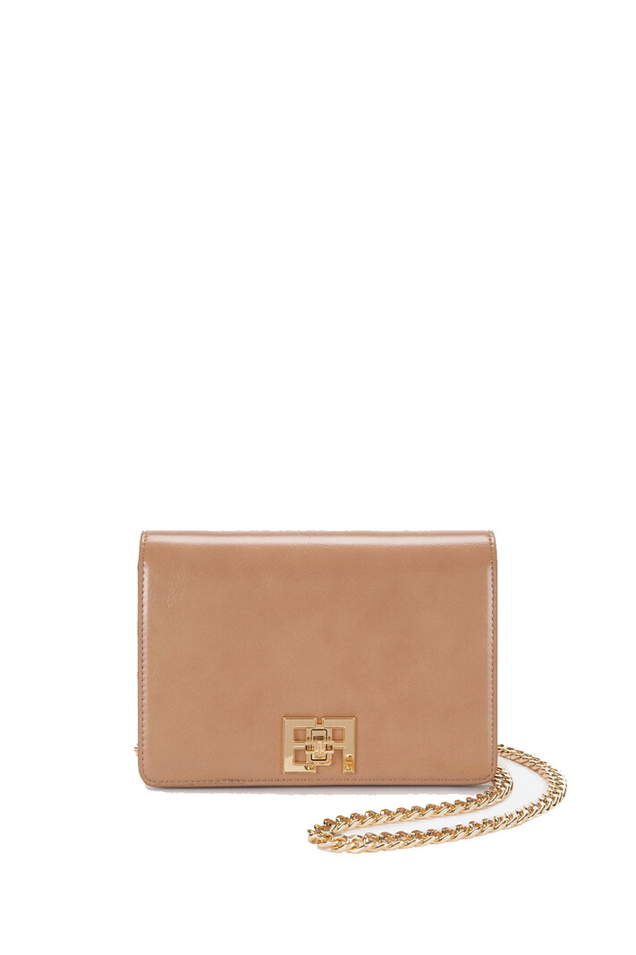 ELISABETTA FRANCHI Elisabetta Franchi crossbody gouden dubbel logo Beige