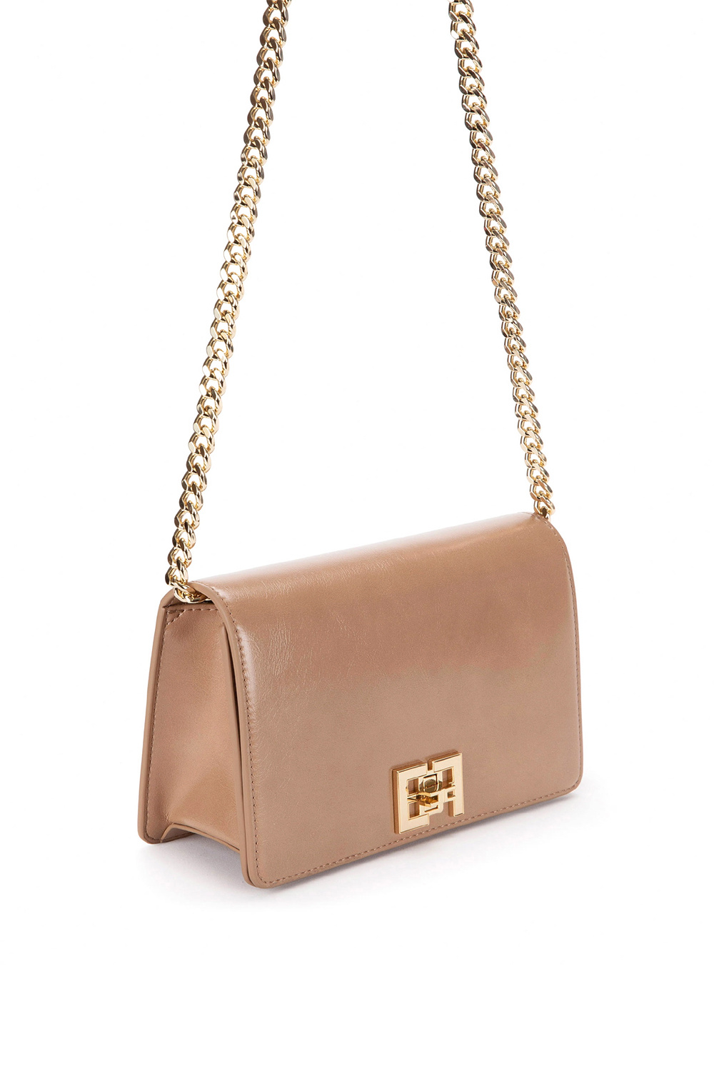 ELISABETTA FRANCHI Elisabetta Franchi crossbody gouden dubbel logo Beige