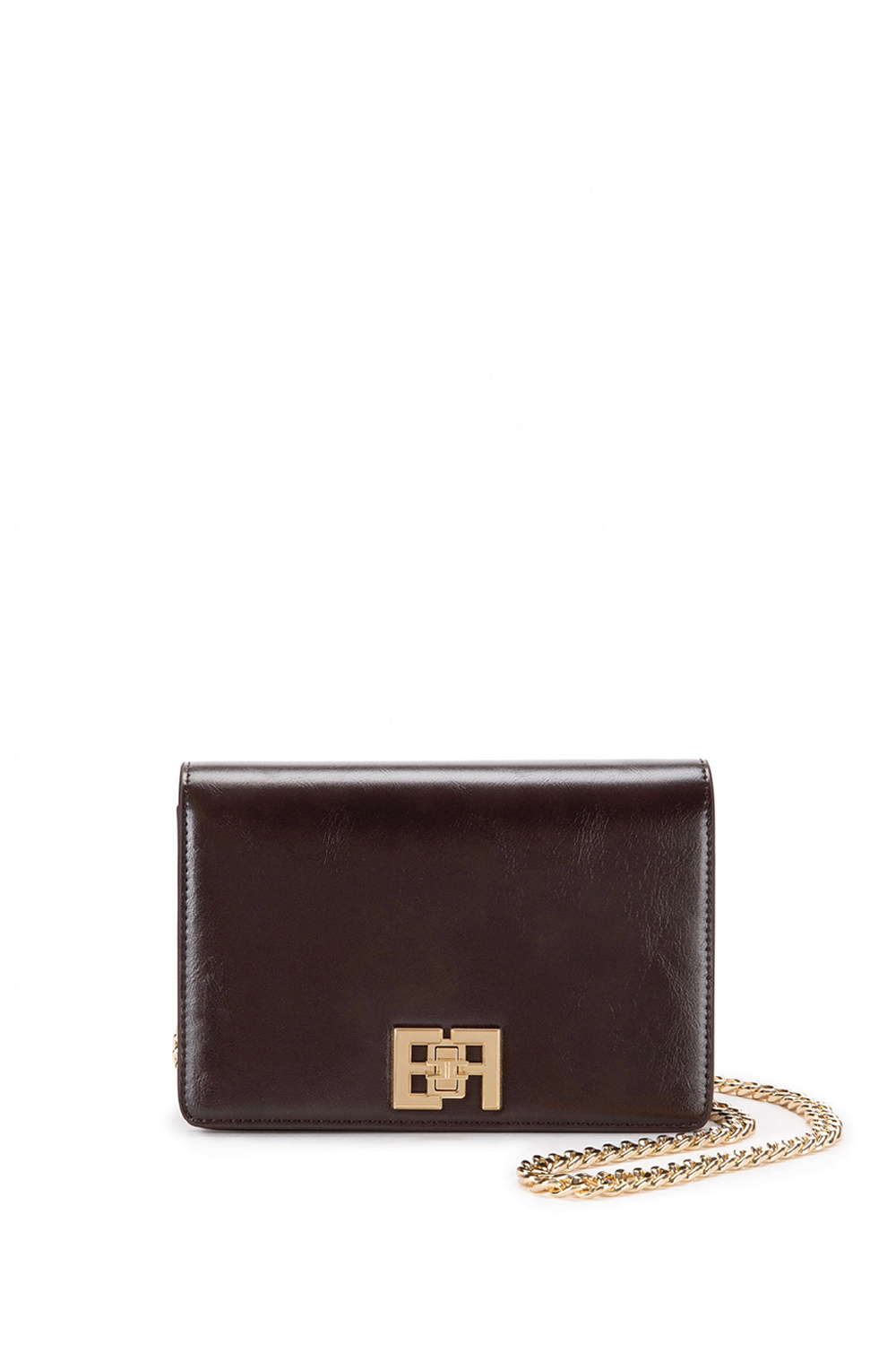 ELISABETTA FRANCHI Elisabetta Franchi crossbody tas gouden dubbel logo  Zwart