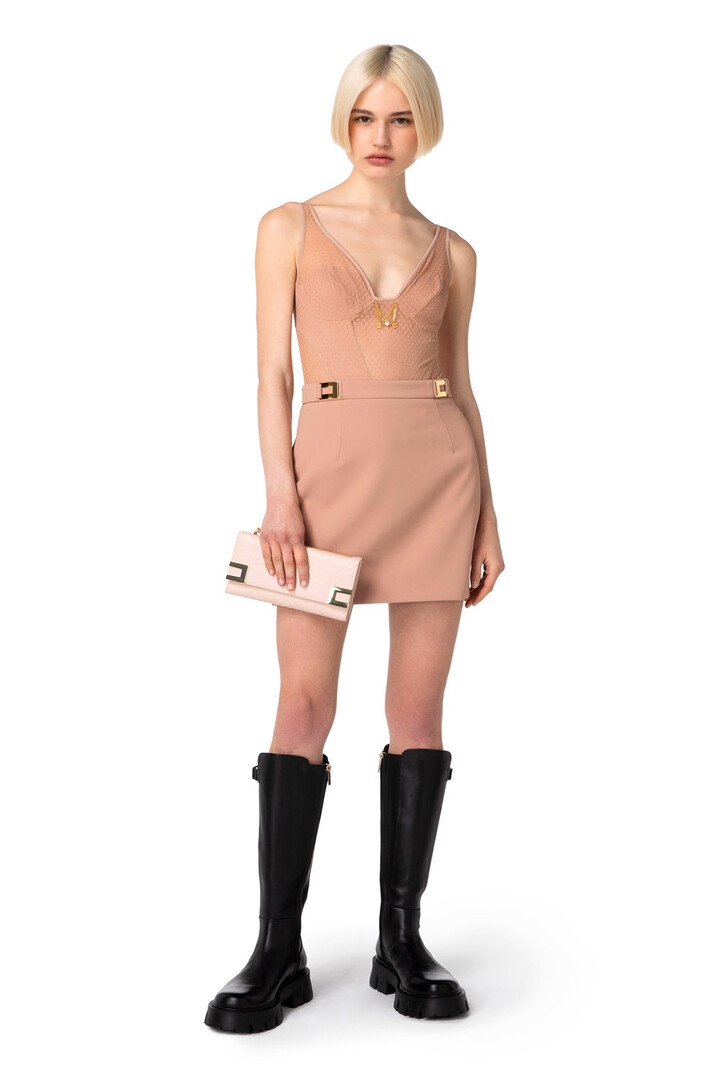 ELISABETTA FRANCHI Elisabetta Franchi rok met gouden details  in taille Nude / Beige