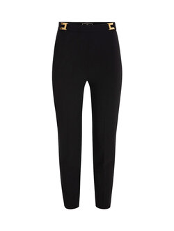 ELISABETTA FRANCHI Elisabetta Franchi trousers with gold logo detailing at waist Black