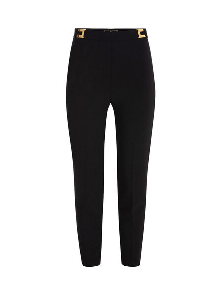 ELISABETTA FRANCHI Elisabetta Franchi pantalon met gouden logo details in taille Zwart