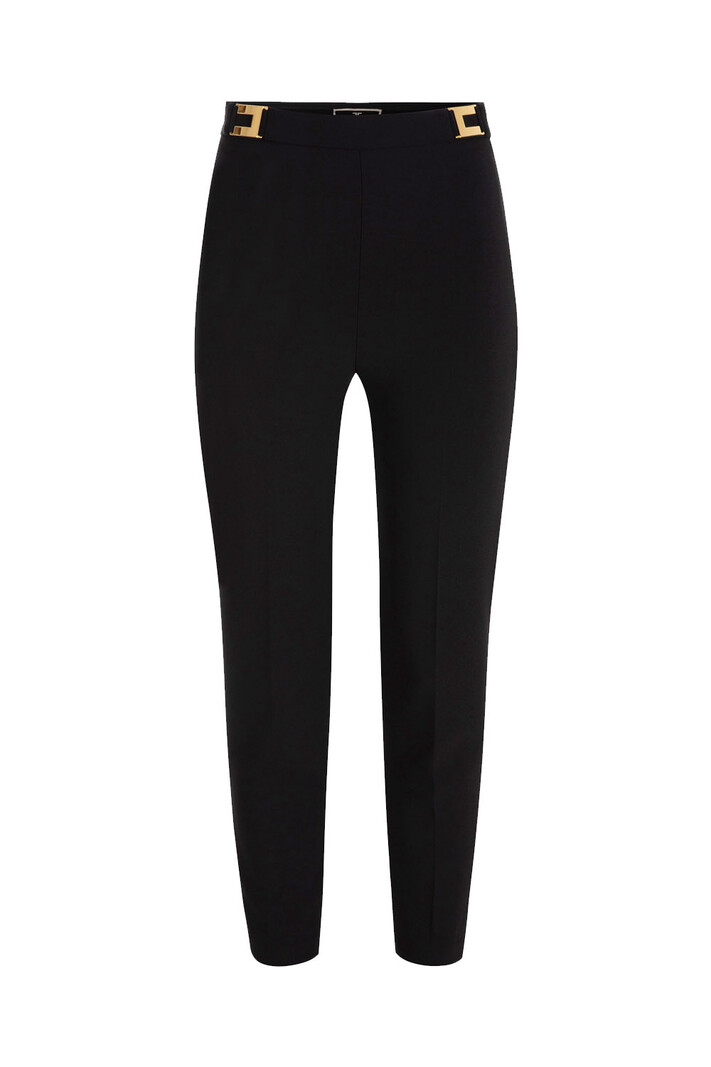 ELISABETTA FRANCHI Elisabetta Franchi pantalon met gouden logo details in taille Zwart