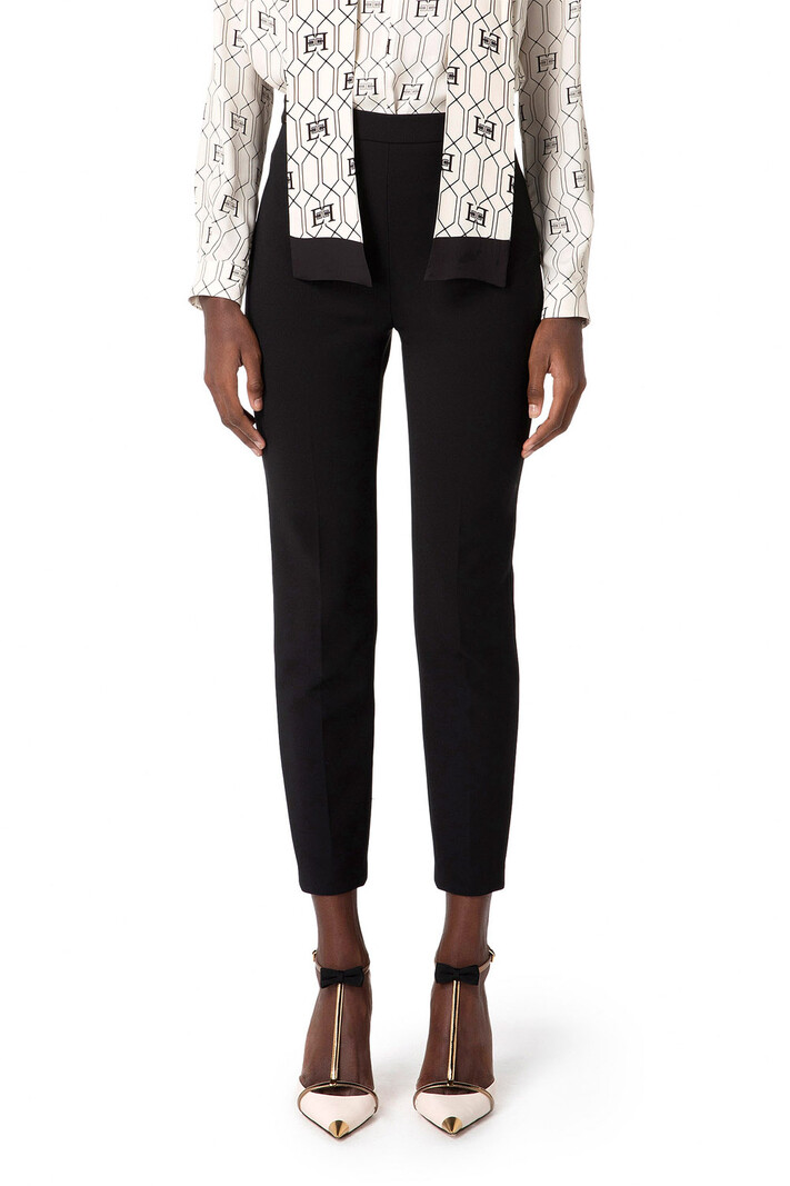 ELISABETTA FRANCHI Elisabetta Franchi trousers with gold logo detailing at waist Black