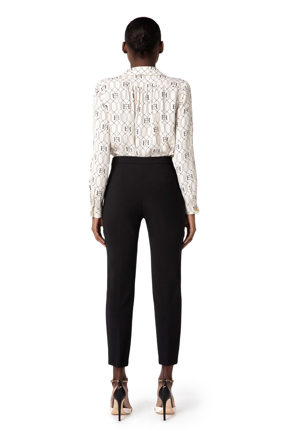 ELISABETTA FRANCHI Elisabetta Franchi pantalon met gouden logo details in taille Zwart
