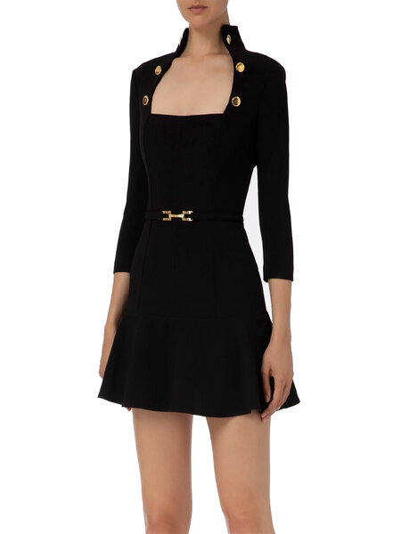 ELISABETTA FRANCHI Elisabetta Franchi dress short with belt and clasp Black