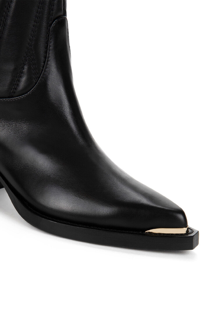 ELISABETTA FRANCHI Elisabetta Franchi cowboy boot with embroidered shaft and gold tip Black