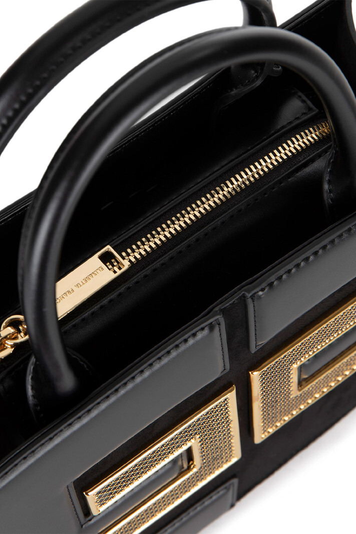 ELISABETTA FRANCHI Elisabetta Franchi small handbag with logo in gold net effect Black