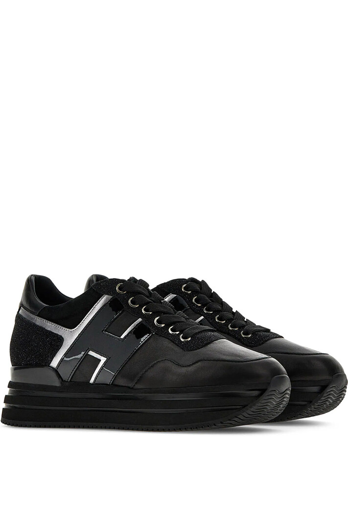 HOGAN Hogan sneaker  Midi H222 Black lak Zwart