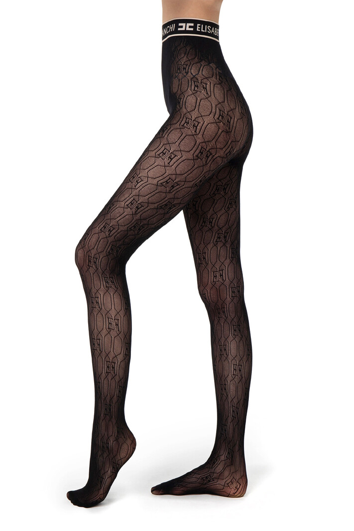 ELISABETTA FRANCHI Elisabetta Franchi tights with decorative logo Black