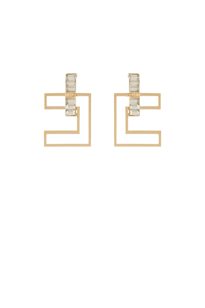 ELISABETTA FRANCHI Elisabetta Franchi earrings with C-shaped cut out and rhinestone details Gold